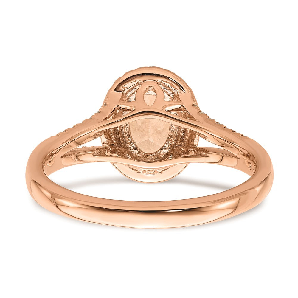 14K Roségold Verlobungsring mit Morganit und echten Diamanten im Halo-Design