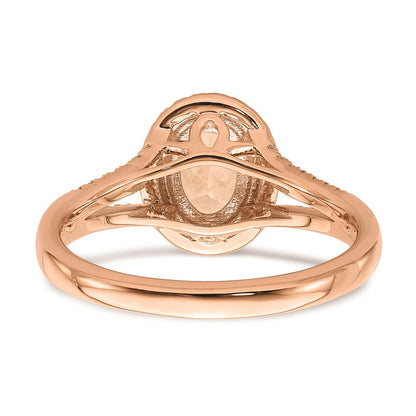 14K Roségold Verlobungsring mit Morganit und echten Diamanten im Halo-Design