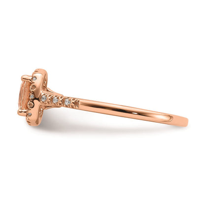 14K Roségold-Verlobungsring mit Morganit, echten Diamanten und Halo-Fassung