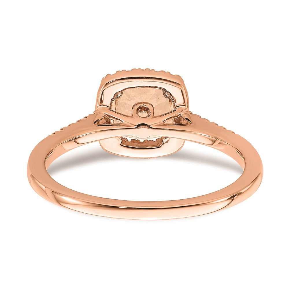 14K Roségold-Verlobungsring mit Morganit, echten Diamanten und Halo-Fassung
