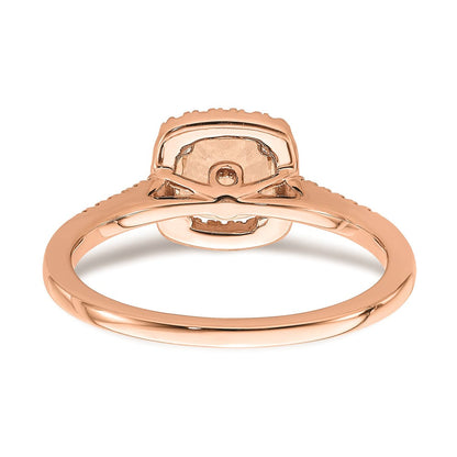 14K Roségold-Verlobungsring mit Morganit, echten Diamanten und Halo-Fassung