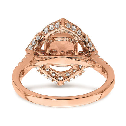 14K Roségold Morganit Verlobungsring mit echten Diamanten und Halo-Fassung