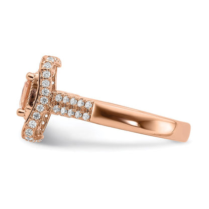 14K Roségold Morganit-Verlobungsring mit echten Diamanten und Halo-Fassung