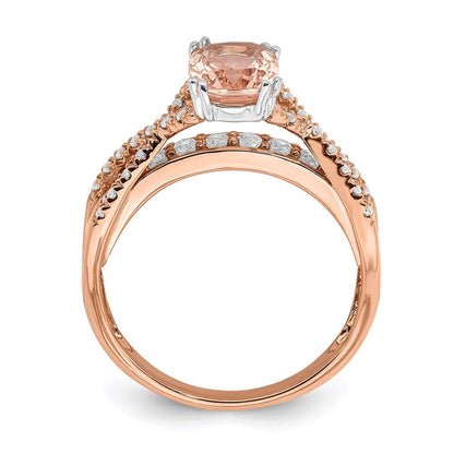 14K Roségold Verlobungsring mit Morganit und echten Diamanten