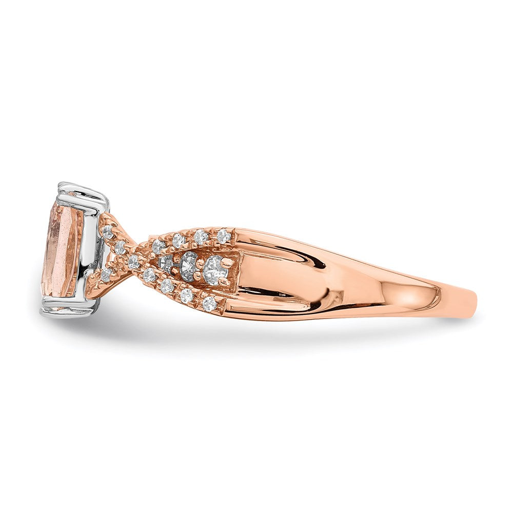 14K Roségold Verlobungsring mit Morganit und echten Diamanten