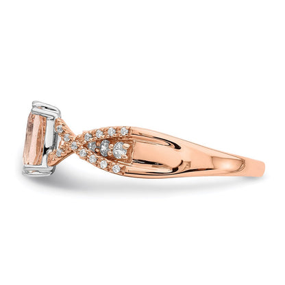 14K Roségold Verlobungsring mit Morganit und echten Diamanten