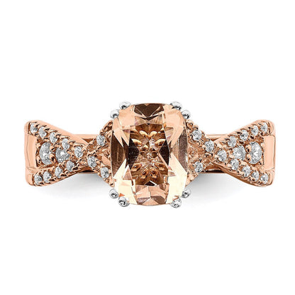 14K Roségold Verlobungsring mit Morganit und echten Diamanten