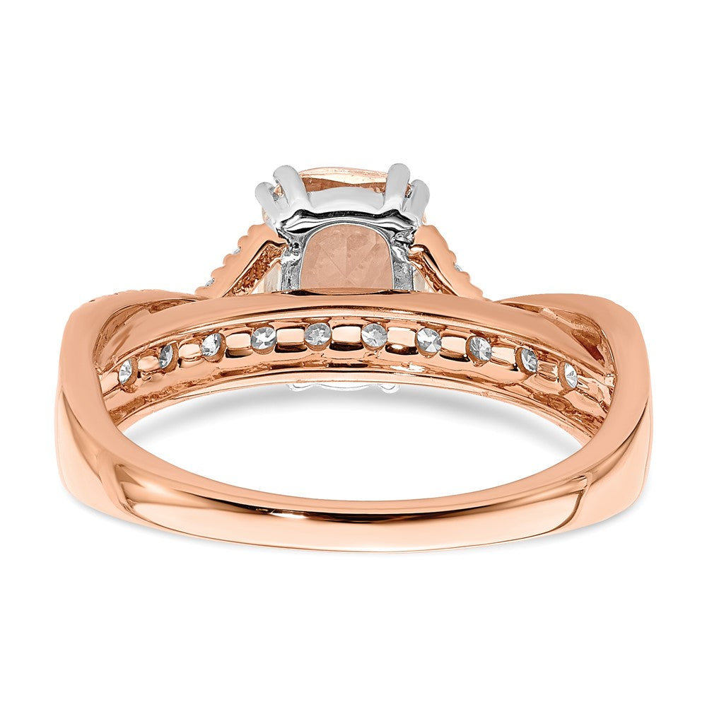 14K Roségold Verlobungsring mit Morganit und echten Diamanten