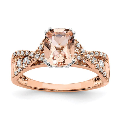 14K Roségold Verlobungsring mit Morganit und echten Diamanten