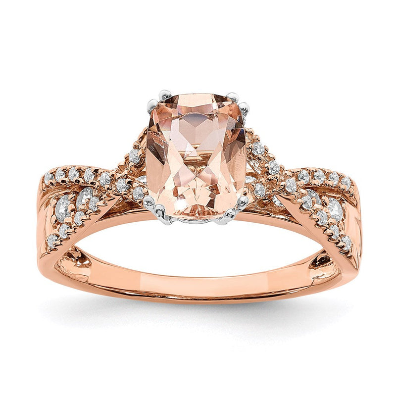 14K Roségold Verlobungsring mit Morganit und echten Diamanten