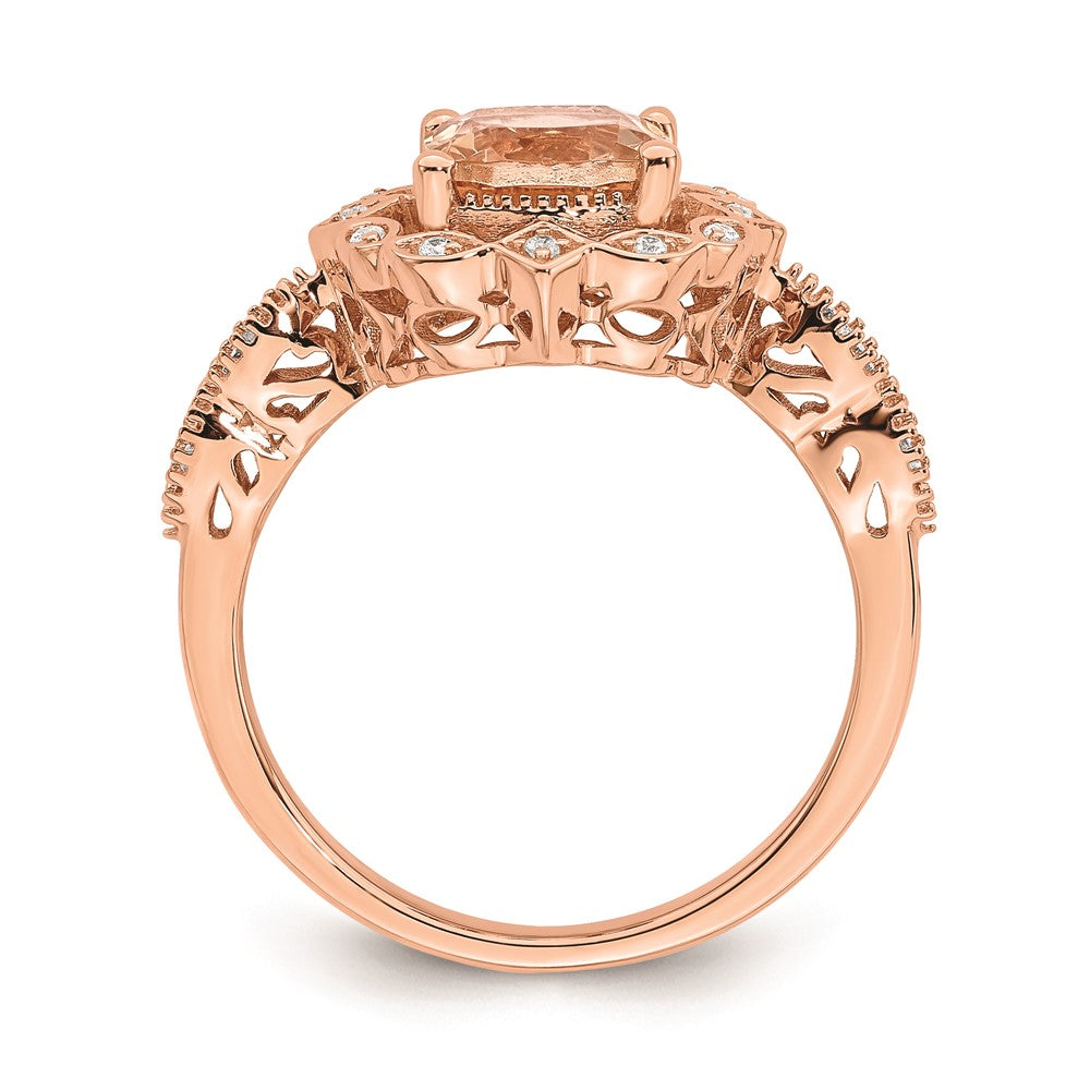 14K Roségold Morganit Diamant Halo Verlobungsring