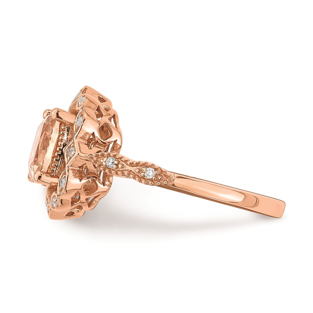 14K Roségold Morganit Diamant Halo Verlobungsring