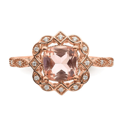 14K Roségold Morganit Diamant Halo Verlobungsring