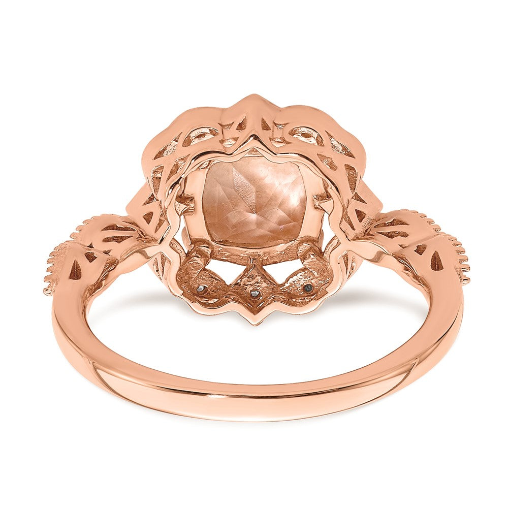 14K Roségold Morganit Diamant Halo Verlobungsring