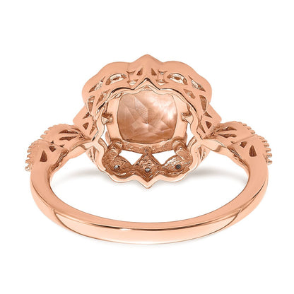 14K Roségold Morganit Diamant Halo Verlobungsring