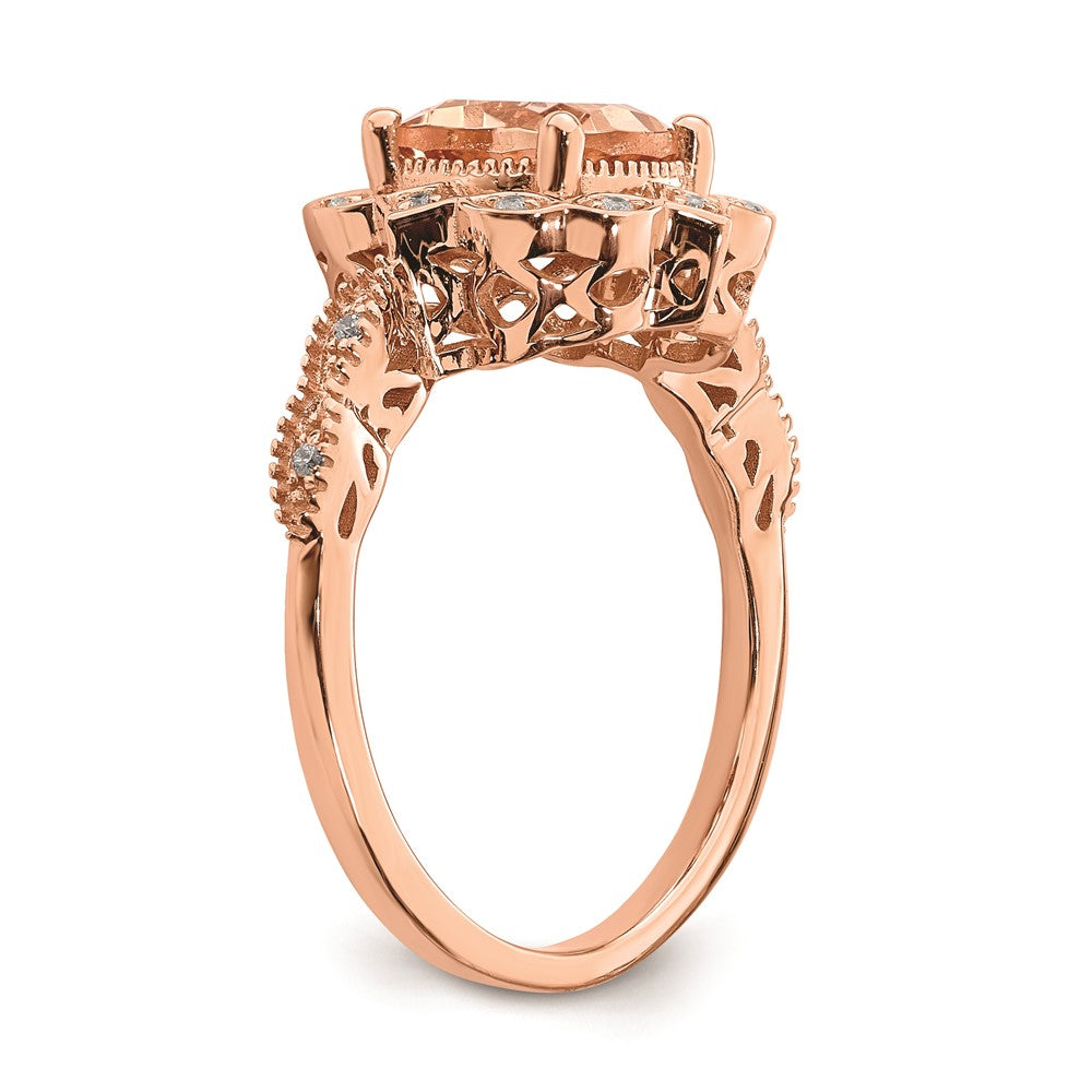 14K Roségold Morganit Diamant Halo Verlobungsring