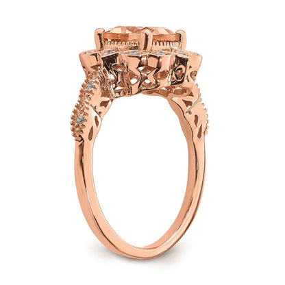 14K Roségold Morganit Diamant Halo Verlobungsring