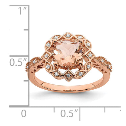 14K Roségold Morganit Diamant Halo Verlobungsring