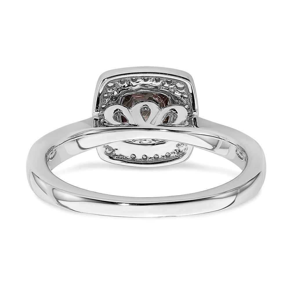 14K Weißgold Verlobungsring mit Diamant-Halo und Mystic-Fire-Diamant
