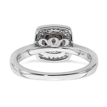 14K Weißgold Verlobungsring mit Diamant-Halo und Mystic-Fire-Diamant