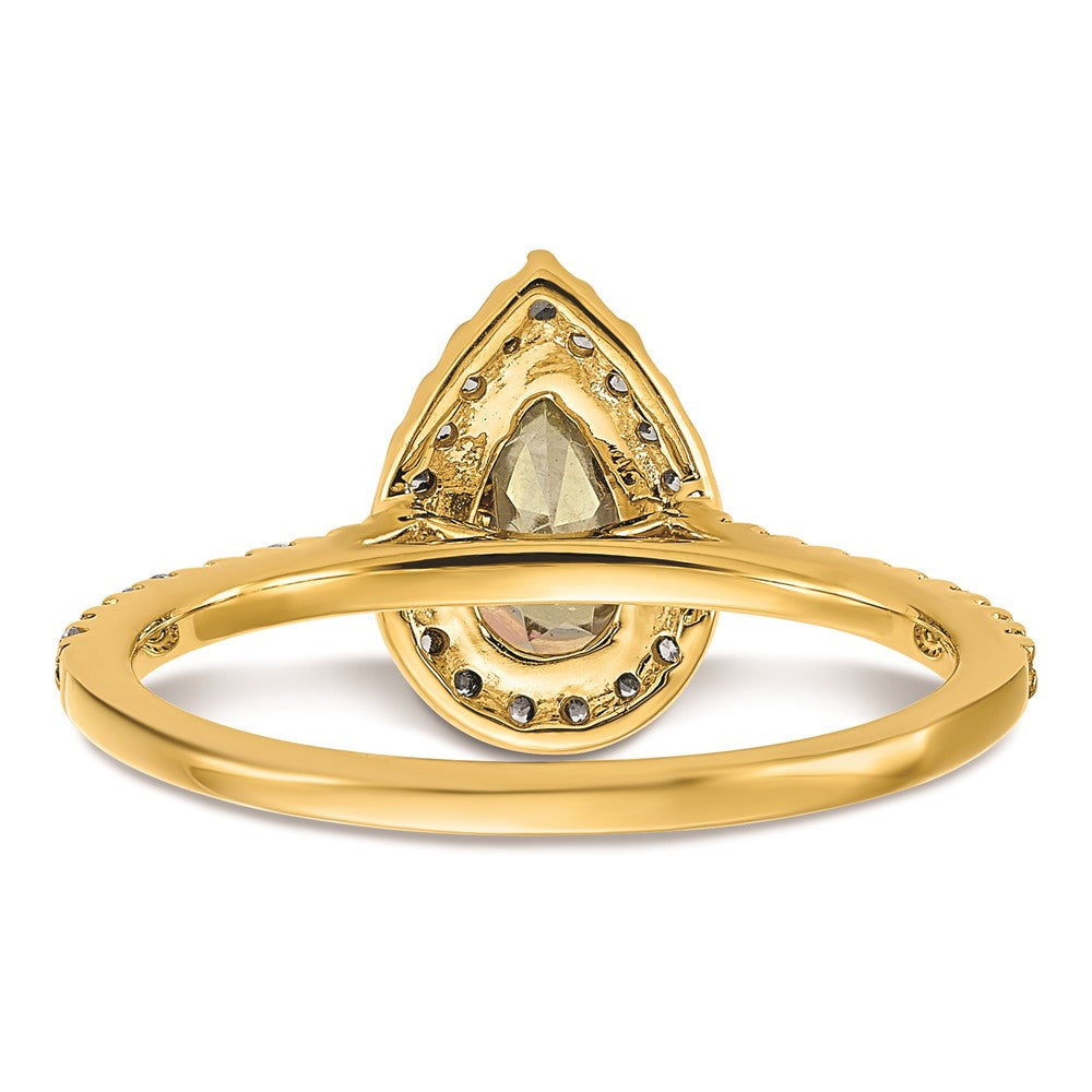 14K Gelbgold Mystic Fire Diamant-Halo-Verlobungsring mit echten Diamanten