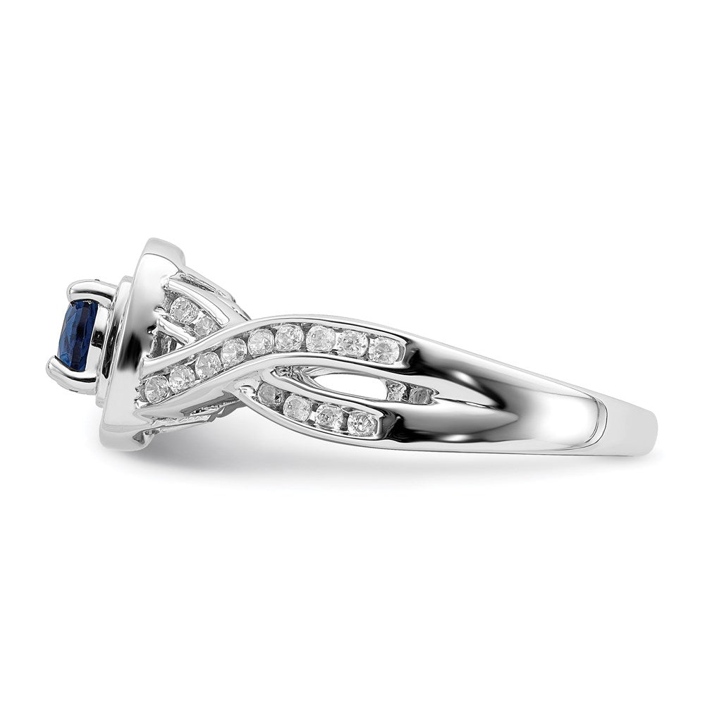 14K Weißgold Verlobungsring mit Saphir und echten Diamanten im Halo-Design