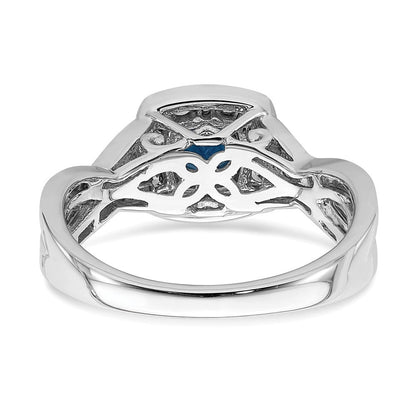 14K Weißgold Verlobungsring mit Saphir und echten Diamanten im Halo-Design