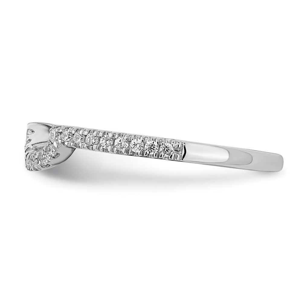14K Weißgold Ehering mit echten Diamanten in konturierter Form