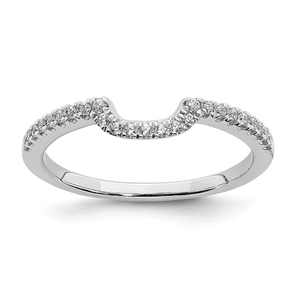 14K Weißgold Ehering mit echten Diamanten in konturierter Form