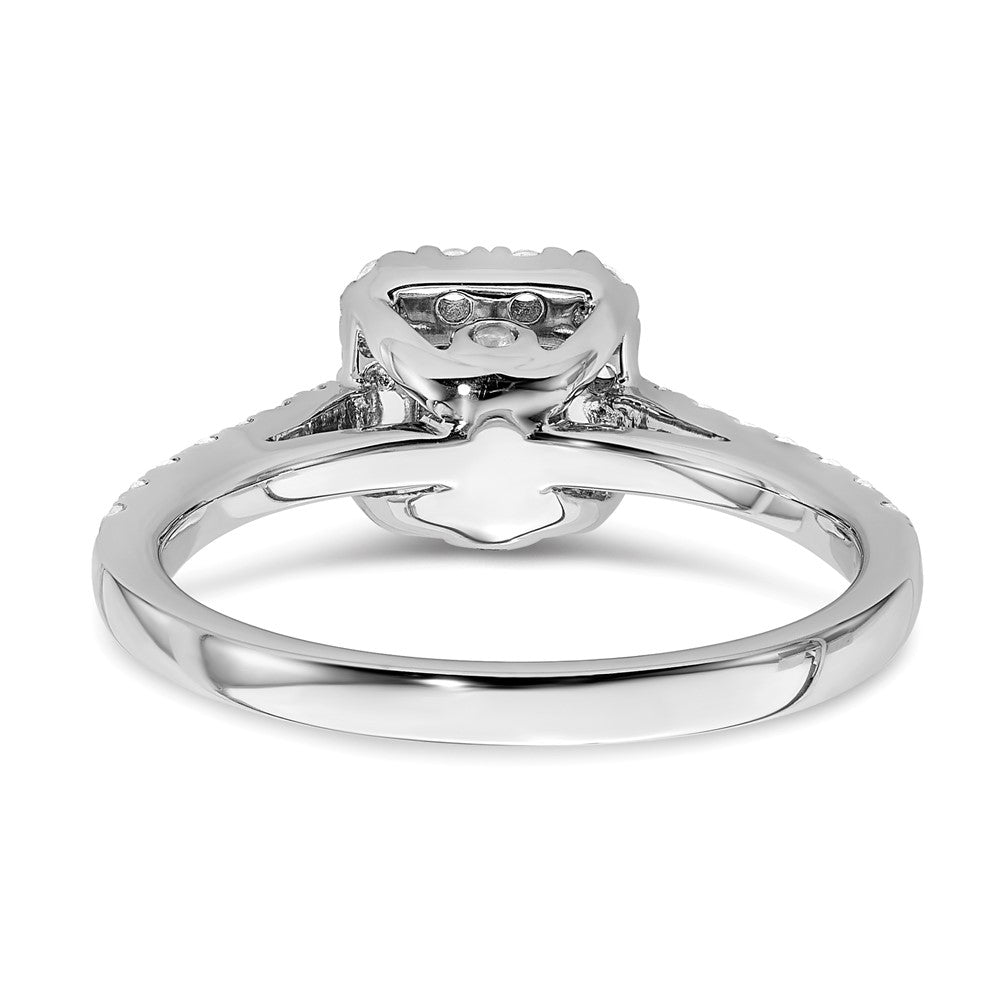 14K Weißgold Verlobungsring mit Saphir und echten Diamanten im Halo-Design