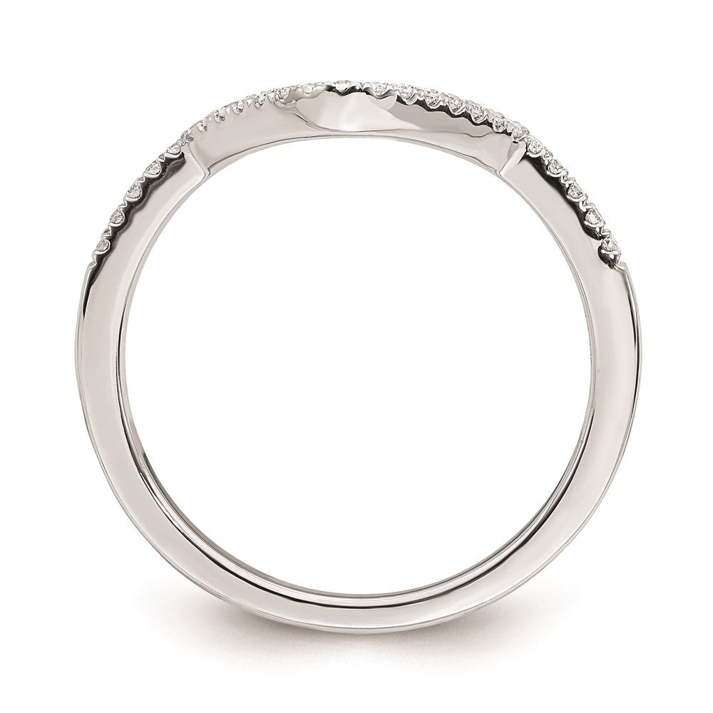 14K Weißgold Ehering mit echten Diamanten, konturiert