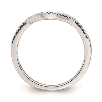 14K Weißgold Ehering mit echten Diamanten, konturiert
