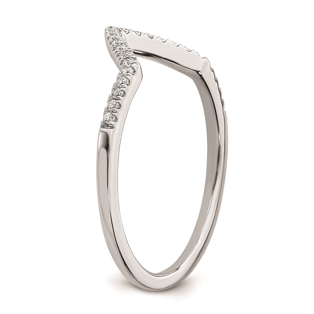 14K Weißgold Ehering mit echten Diamanten, konturiert