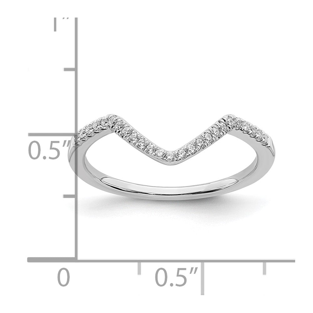 14K Weißgold Ehering mit echten Diamanten, konturiert