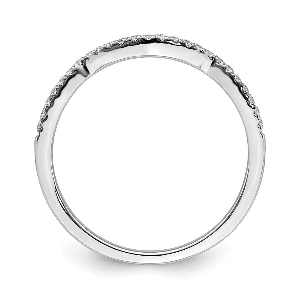 14K Weißgold Ehering mit echten Diamanten, konturiert