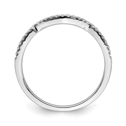 14K Weißgold Ehering mit echten Diamanten, konturiert