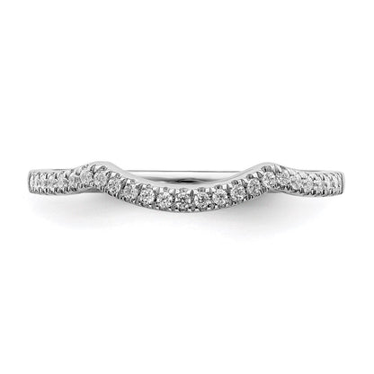 14K Weißgold Ehering mit echten Diamanten, konturiert