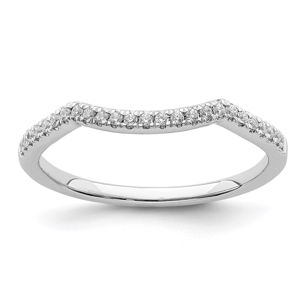 14K Weißgold Ehering mit echten Diamanten, konturiert