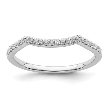 14K Weißgold Ehering mit echten Diamanten, konturiert