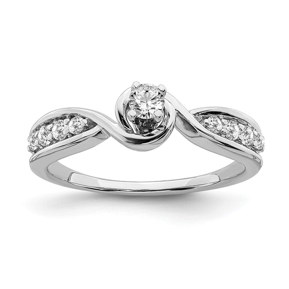 14K Weißgold Verlobungsring mit echtem Diamant