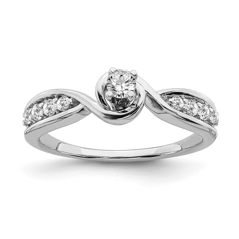 14K Weißgold Verlobungsring mit echtem Diamant