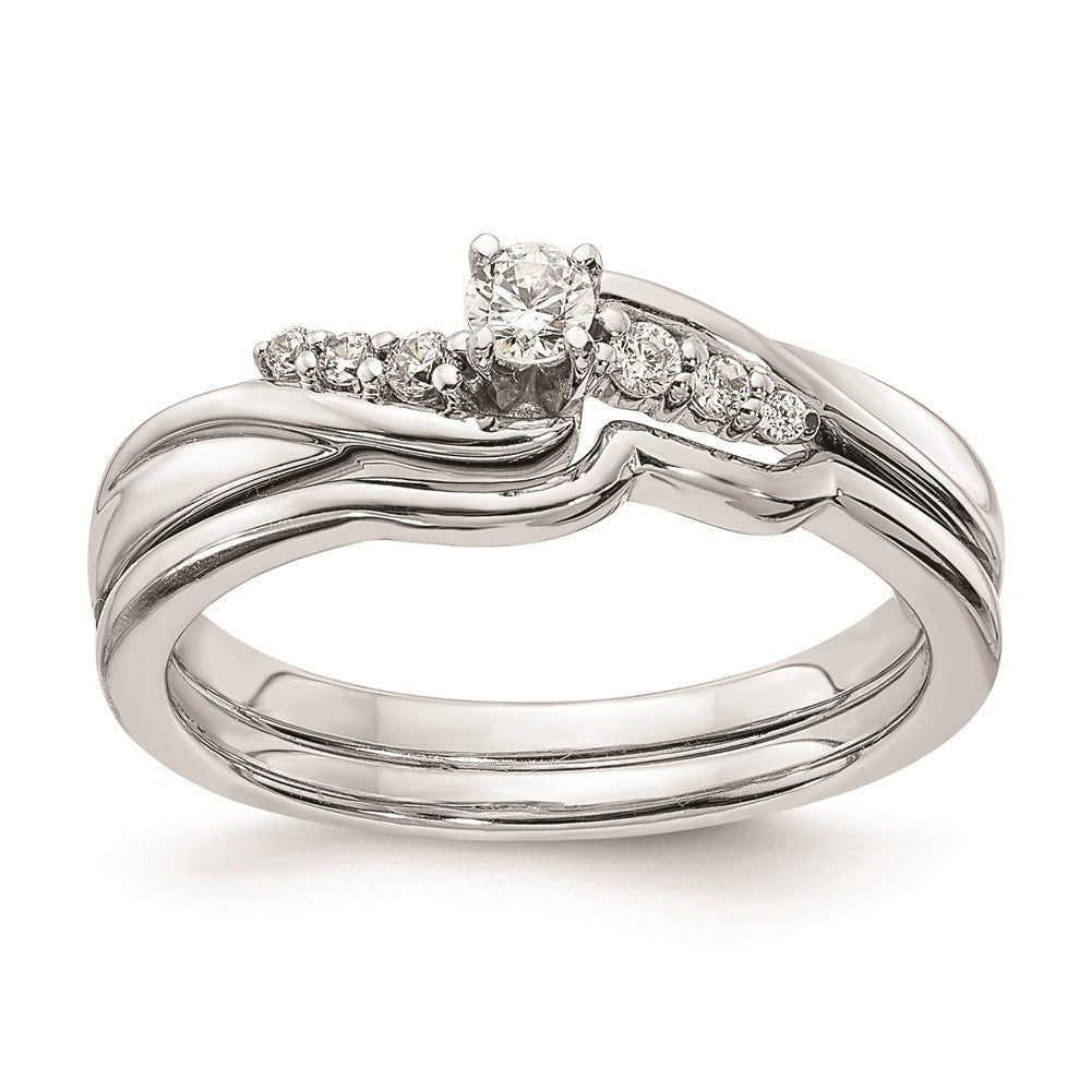 14K Weißgold Verlobungsring mit echten Diamanten