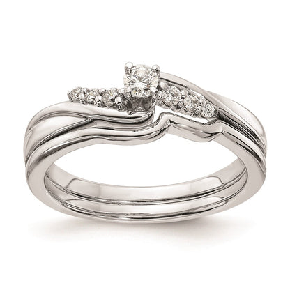 14K Weißgold Verlobungsring mit echten Diamanten