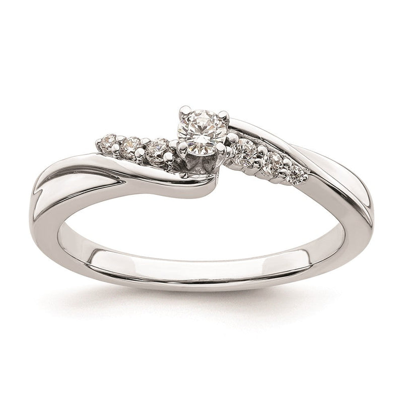 14K Weißgold Verlobungsring mit echten Diamanten