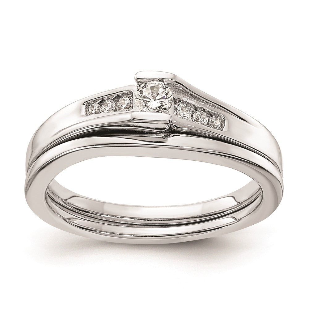 14K Weißgold Verlobungsring mit echten Diamanten