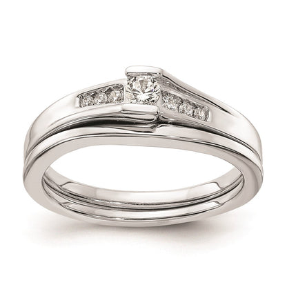 14K Weißgold Verlobungsring mit echten Diamanten