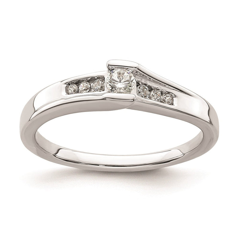 14K Weißgold Verlobungsring mit echten Diamanten