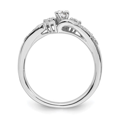 14K Weißgold Verlobungsring mit echten Diamanten