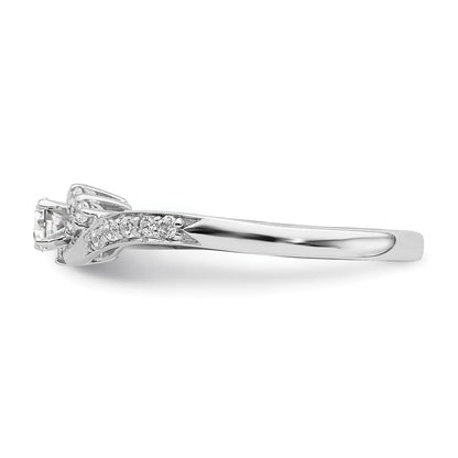 14K Weißgold Verlobungsring mit echten Diamanten