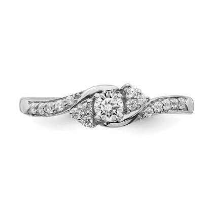 14K Weißgold Verlobungsring mit echten Diamanten